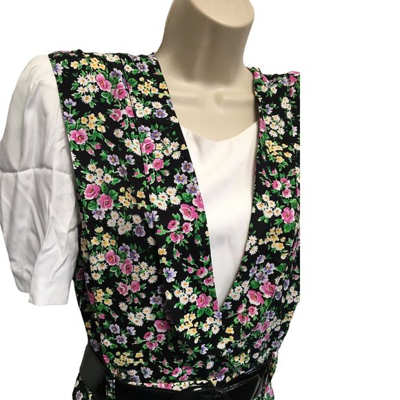 RJ Stevens Peplum Rayon Floral Belted Secretary Dress 10 Vintage 80's But NWT - Picture 2 of 8